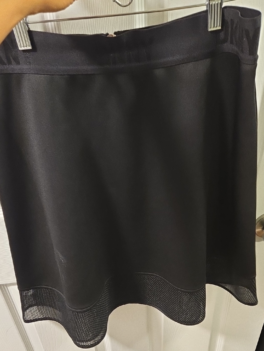 DKNY Black Women's A-Line Skirt with Mesh Hem Size MEDIUM